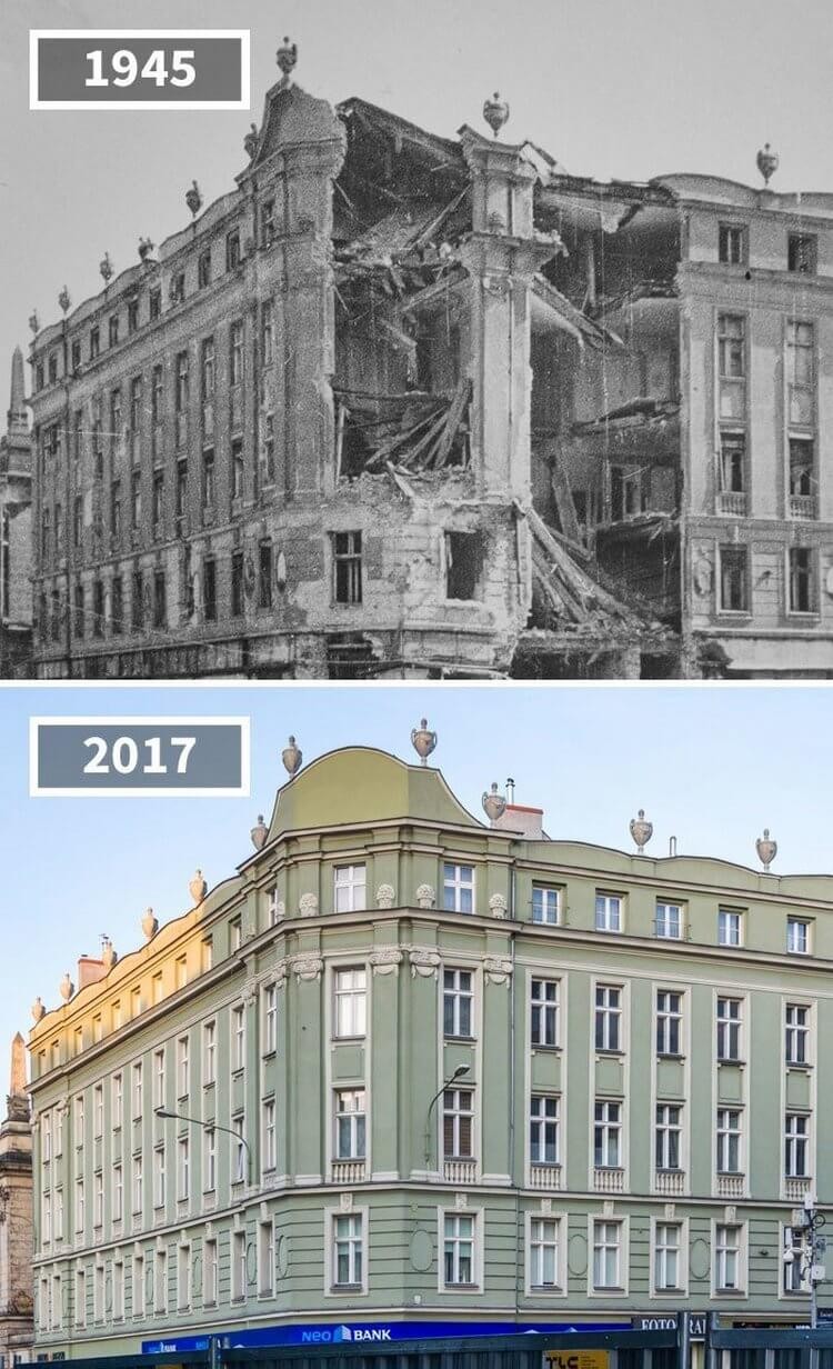 Угол улиц Ратайчака и святого Мартина в Познани, Польша, 1945 — 2017